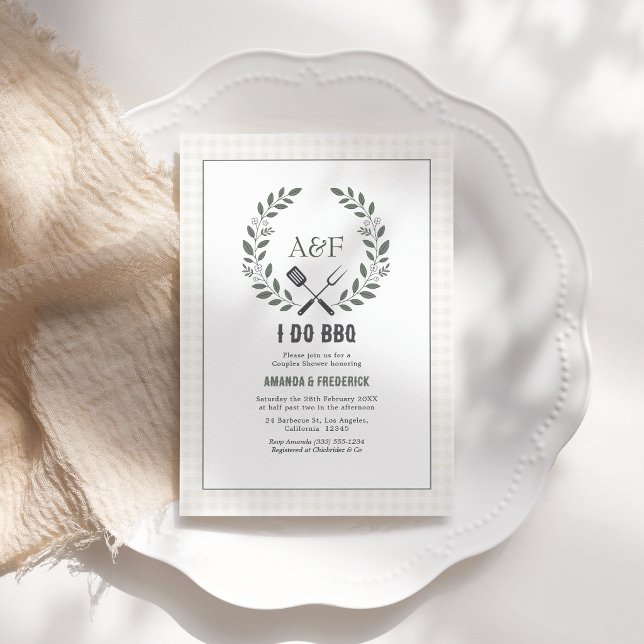 Rustic Elegant Monogram I Do BBQ Couples Shower Invitation (Rustic Elegant Monogram I Do BBQ Couples Shower Invitation)