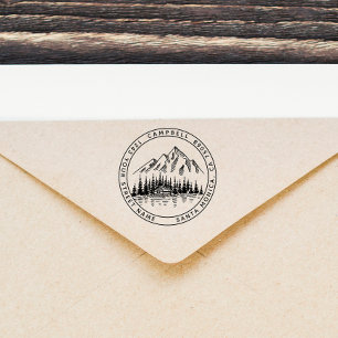 Rustic Elegant Mountain Landscape Return Address Self-inking Stamp