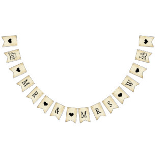 Rustic Elegant Mr and Mrs Custom Monogram Initial Bunting