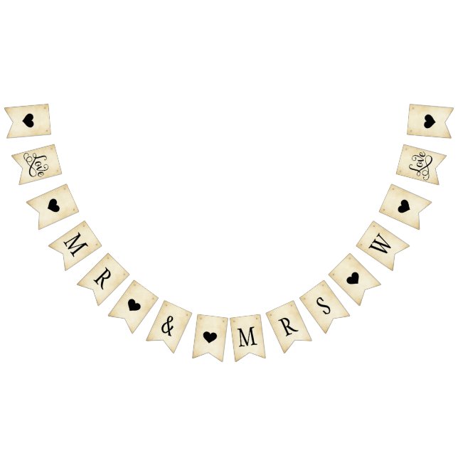 Rustic Elegant Mr and Mrs Custom Monogram Initial Bunting (All)