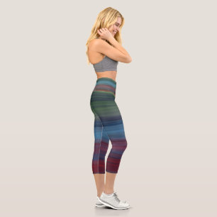 Rustic Elegant Multicolor Teal Women's  Capri Leggings