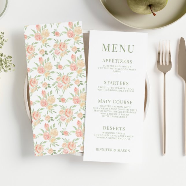 Rustic elegant orange flower wedding menu (Creator Uploaded)