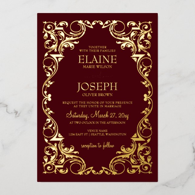 Rustic Elegant Ornate Burgundy Wedding (Front)