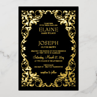 Rustic Elegant Ornate Frame Black Wedding 