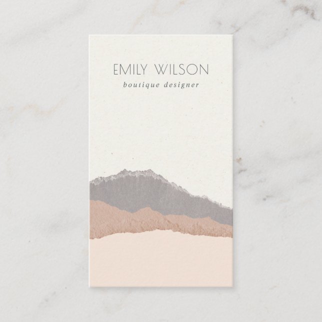Rustic Elegant Pastel Blush Kraft Mountain Waves Business Card (Front)