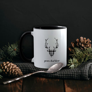 Rustic Elegant Personalised Plaid Deer Mug Cup