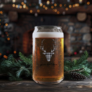 Rustic Elegant Personalized Deer Beer Can Glass