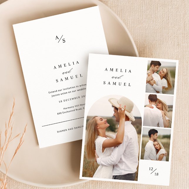 Rustic Elegant Photo Collage Wedding Invitation (Creator Uploaded)