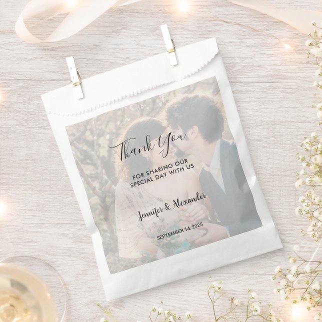 Rustic elegant photo wedding thank you favour bag (Clipped)
