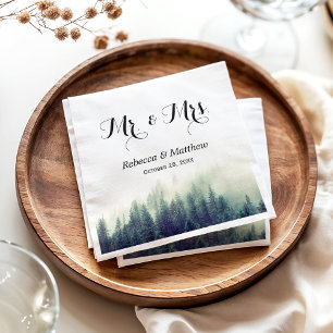 Rustic Elegant Pine Tree Forest Winter Wedding Napkin