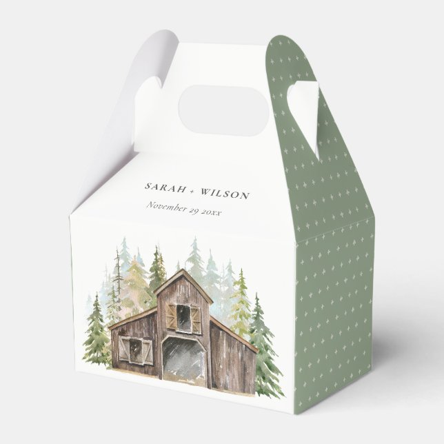 Rustic Elegant Pine Woods Forest Barnyard Wedding Favour Box (Front Side)