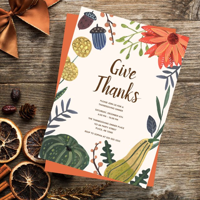 Rustic Elegant Pumkin Thanksgiving Dinner Party Invitation (Creator Uploaded)