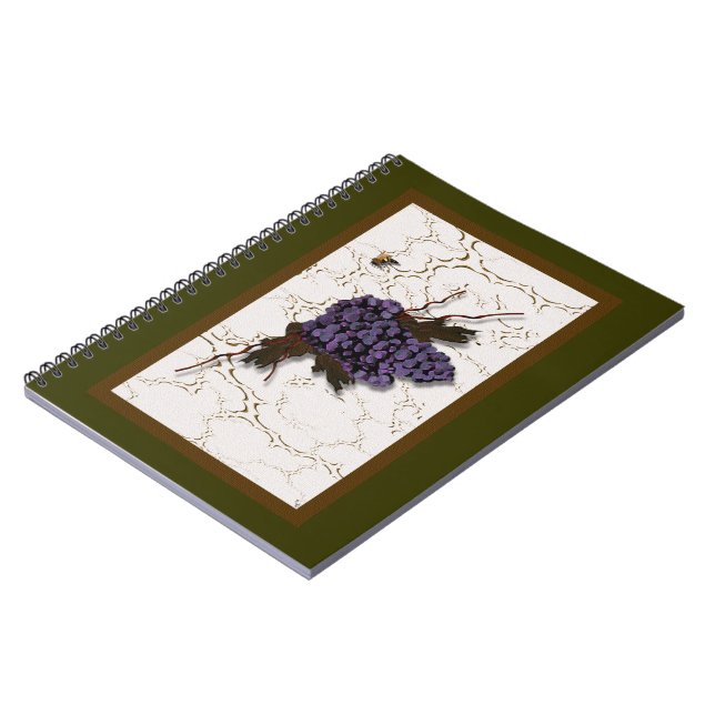 Rustic Elegant Purple Grapes Notebook (Left Side)