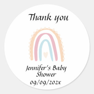 Rustic Elegant Rainbow Baby Shower Gender-neutral Classic Round Sticker