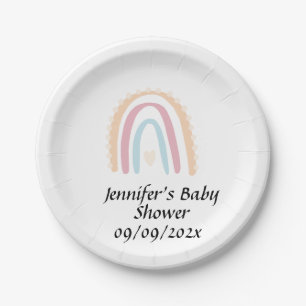 Rustic Elegant Rainbow Baby Shower Gender-neutral Paper Plate