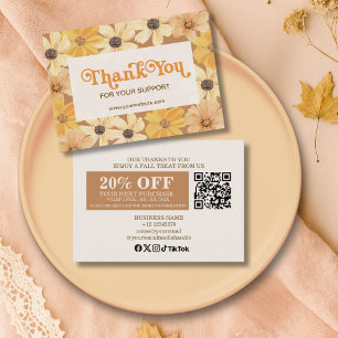 Rustic Elegant Retro Floral  Fall Seasonal   Discount Card