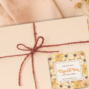Rustic Elegant Retro Floral Fall Seasonal Square Sticker
