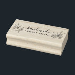 Rustic Elegant Script Handmade Business Rubber Stamp<br><div class="desc">Create Your Own Handmade Business Rubber Stamp. Modern minimalist design featuring elegant script calligraphy and rustic floral accents. Customise all text in this simple design to create a personalised rubber stamp for mailing your product packages.</div>