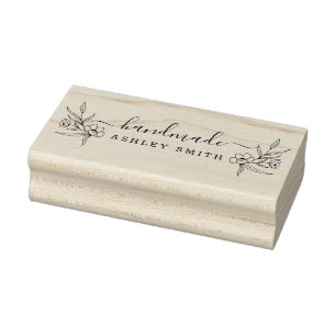 Rustic Elegant Script Handmade Business Rubber Stamp