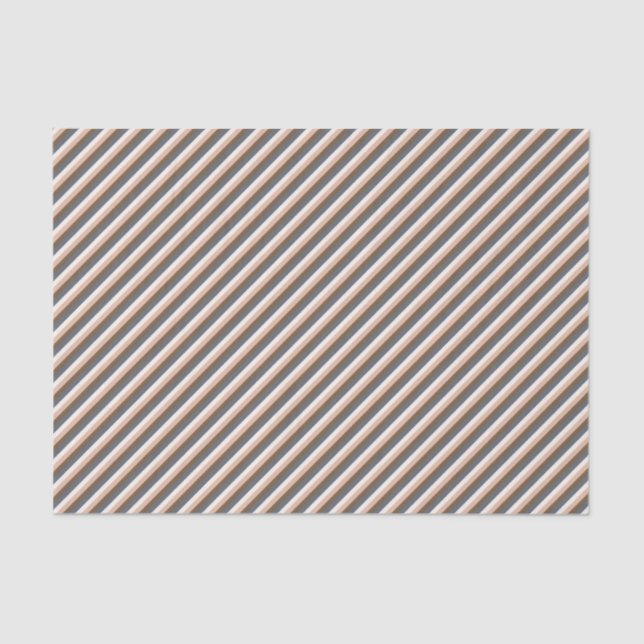 Rustic Elegant Stripes Light Pink Brown Dark Green Tissue Paper (Front)