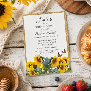 Rustic Elegant Sunflower Birthday Brunch Invitation