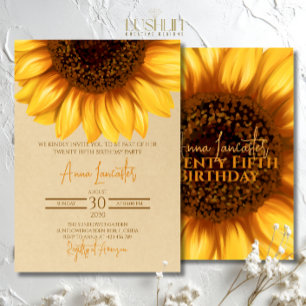 Rustic Elegant Sunflower Birthday Invitation