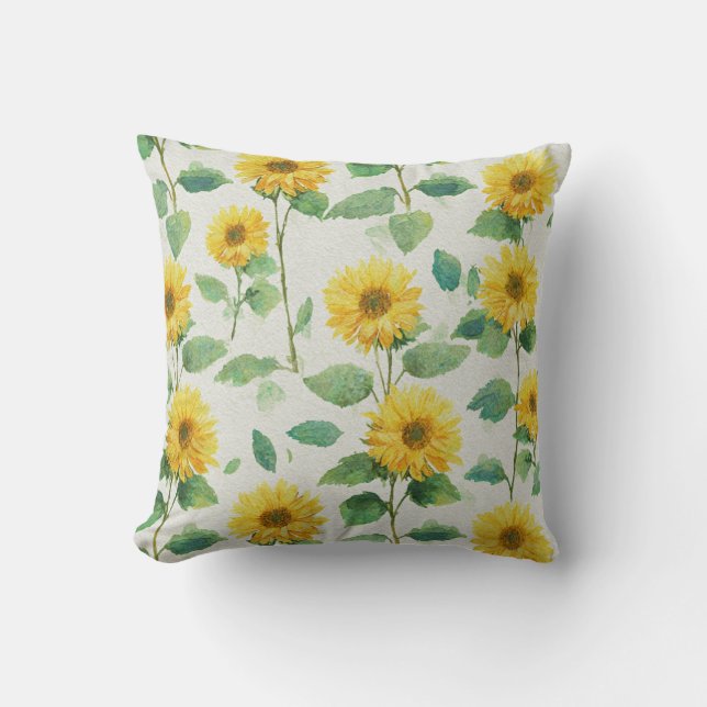 Rustic & Elegant Sunflower Classic Floral Cushion (Front)