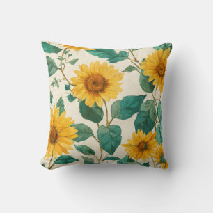 Rustic & Elegant Sunflower Classic Floral Cushion