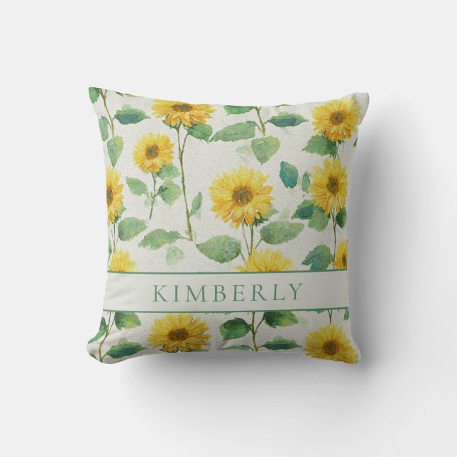 Rustic & Elegant Sunflower Classic Floral Cushion (Front)