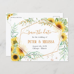 Rustic Elegant Sunflower save the date Postcard