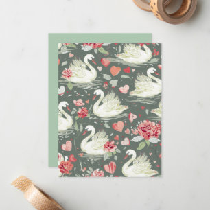 Rustic Elegant Swans & Hearts Elements Pattern Card