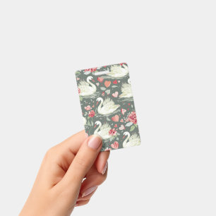 Rustic Elegant Swans & Hearts Elements Pattern ID Badge