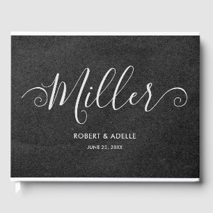 Rustic Elegant Swirly Script Family Name Wedding  Guest Book