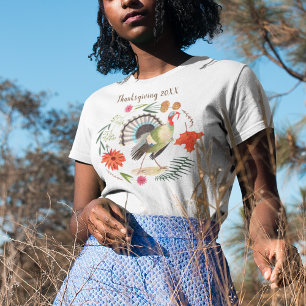 Rustic Elegant Turkey Thanksgiving Botanical T-Shirt