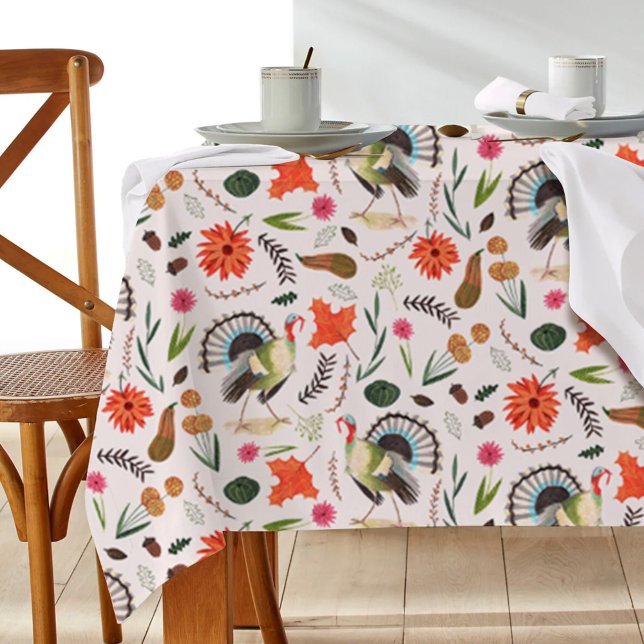 Rustic Elegant Turkey Thanksgiving pattern Tablecloth (Modern Elegant Turkey Thanksgiving pattern Tablecloth)