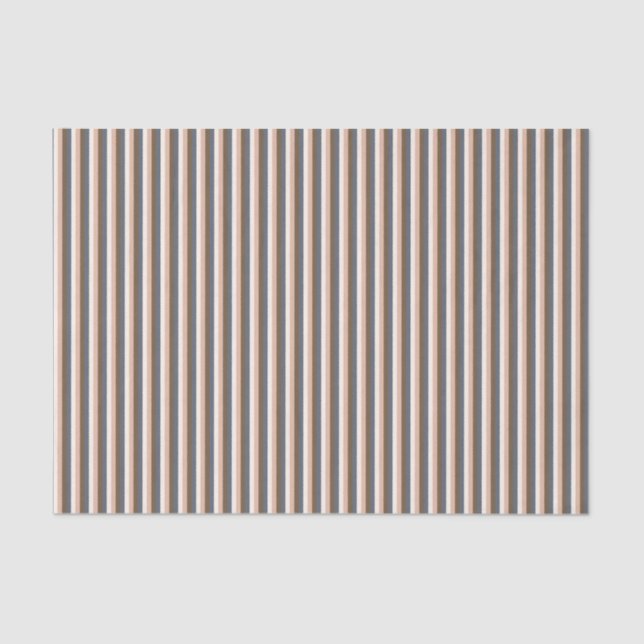 Rustic Elegant Vertical Stripes Pink Brown Grey Tissue Paper (Front)