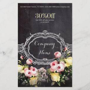 rustic elegant vintage botanical chalkboard floral flyer