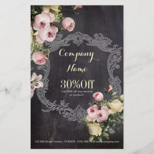 rustic elegant vintage botanical chalkboard floral flyer