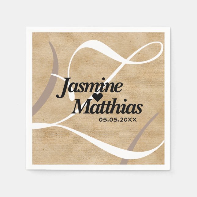 Rustic Elegant Vintage Monogram Burlap Wedding Napkin (Front)