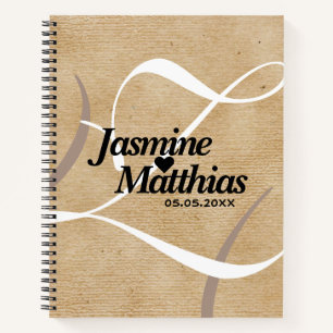 Rustic Elegant Vintage Monogram Burlap Wedding Notebook