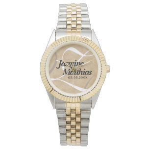 Rustic Elegant Vintage Monogram Burlap Wedding Watch