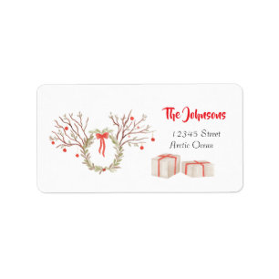 Rustic elegant watercolor Christmas return address Label