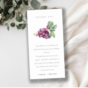 Rustic Elegant Watercolor Grape Foliage Wedding Thank You Card