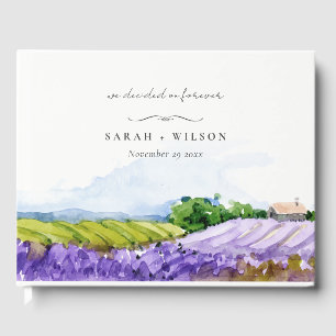 Rustic Elegant Watercolor Lavender Fields Wedding Guest Book
