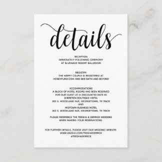 Rustic Elegant Wedding Details Enclosure Card