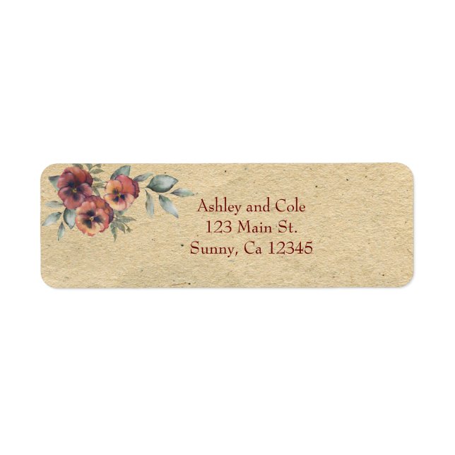 Rustic Elegant Wedding Return Address Labels (Front)