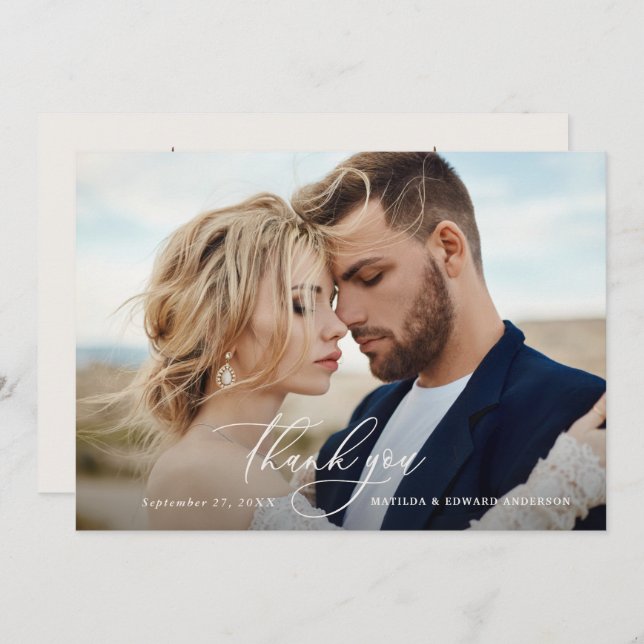 Rustic elegant wedding thank you botanical (Front/Back)