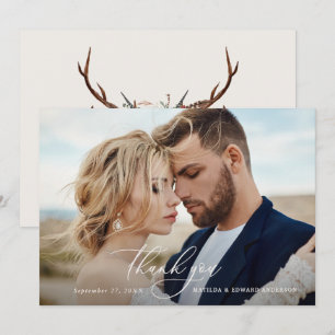 Rustic elegant wedding thank you botanical card