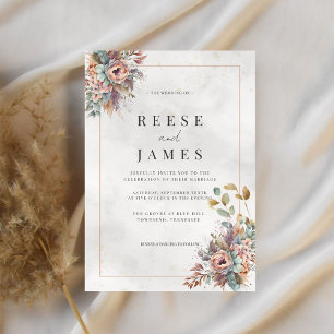Rustic Elegant Wildflower Wedding Invitation