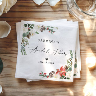 Rustic Elegant Winter Floral Bridal Shower Napkin